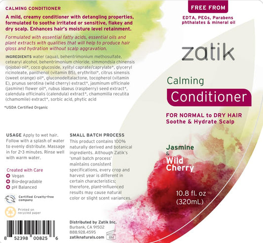 Calming Shampoo + Conditioner Set, with Jasmine and Wild Cherry for Dandruff